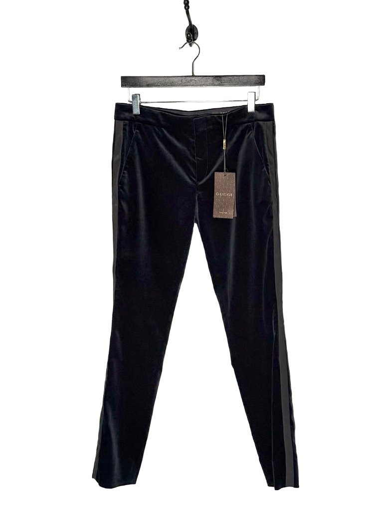 Gucci 2014 Blue Black Velvet Tuxedo Skinny Pants